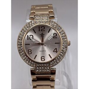 Cannes Women's Quartz Watch Crystal Bezel‎ 7" Rose Gold Band- New Battery